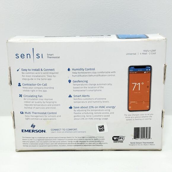 Emerson Sensi Wi-Fi Smart Programmable Thermostat 1F87U-42WF - Picture 2 of 6